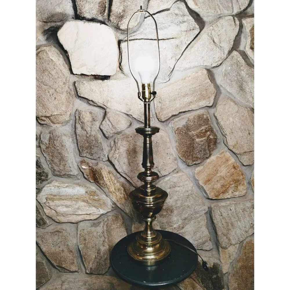 Vintage Stiffel Heavy Brass Table Lamp MCM Hollywood Regency 26.5